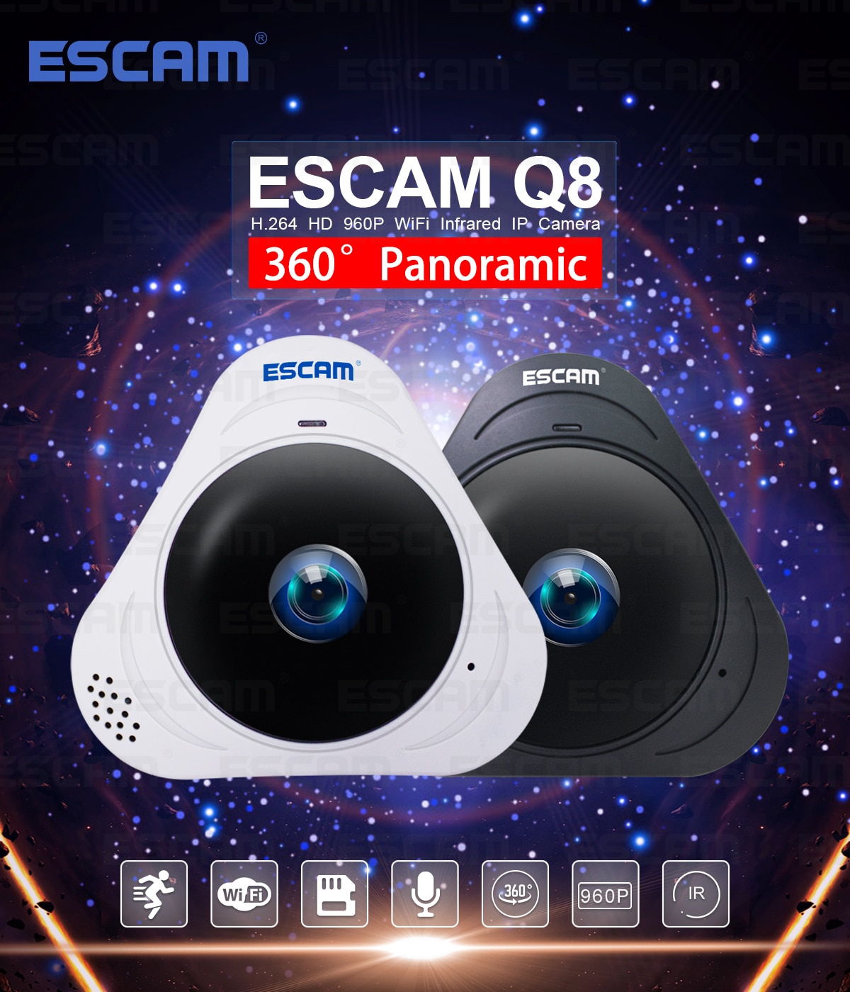 ESCAM-Q8 360  ĳ  IP ī޶,     ī޶